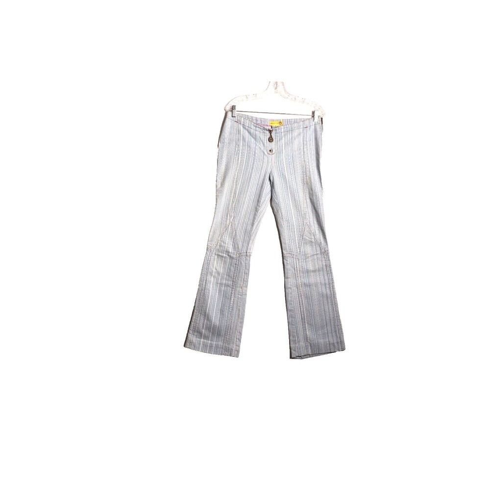 Vtg Y2K Gasoline Brand Stretch Flare Leg Side Zip Striped Jeans Women's size 9